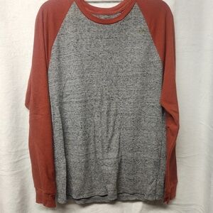 Old Navy- Rust & Grey- Colorblock- Longjohn- Long Sleeved Tee- Men's Large